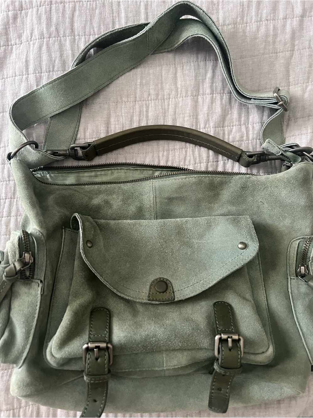 Free People Palermo Green Suede Hobo Bag - Picture 2 of 6